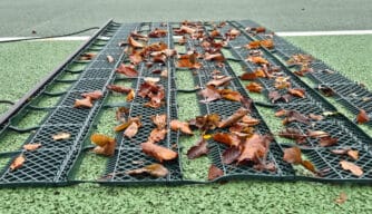 A tennis court drag mat for sweeping all types of court surfaces.